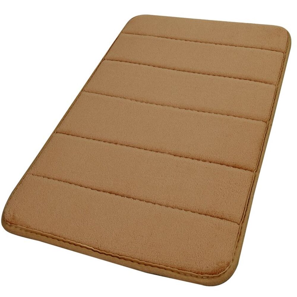 Velvet Memory Foam Bath Mat Soft Absorbent Bath Mat 32" x 20" Khaki